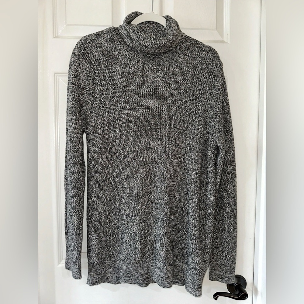 H&M Women's Large Turtleneck Sweater Gray Black Multi EUC